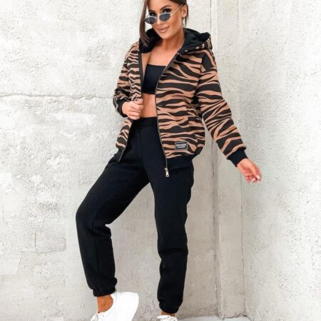 ZIP-UP SWEATSHIRT CARAMEL ZEBRA