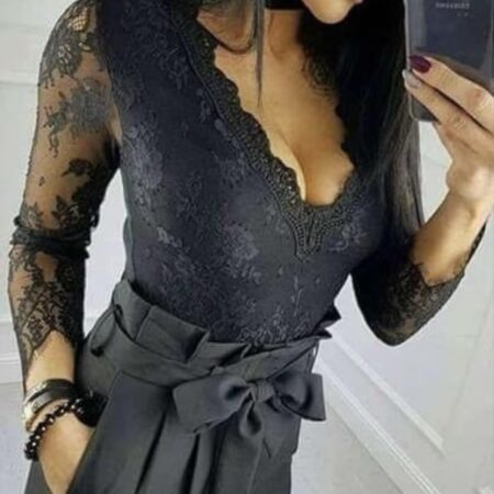 CZARNE KORONKOWE BODY AMY