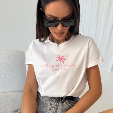 Tshirt MALIBU ecru/róż