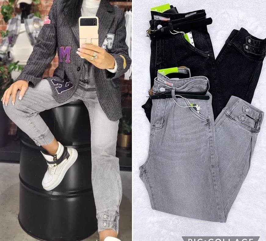 M.SARA JEANS BOYFRIEND SZARE Z PASKIEM BF203-EP