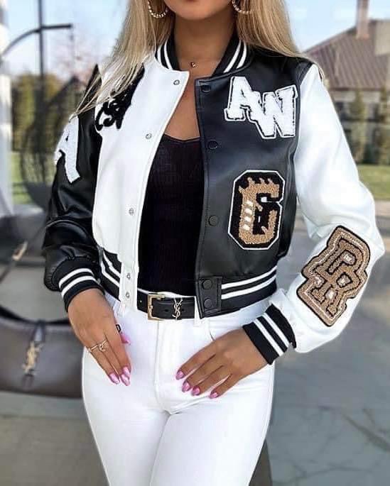 🔥 TRENDY KURTKA BASEBALLOWA W STYLU SKÓRY - IDEALNE UZUPEŁNIENIE TWOJEJ STYLIZACJI! 💫
