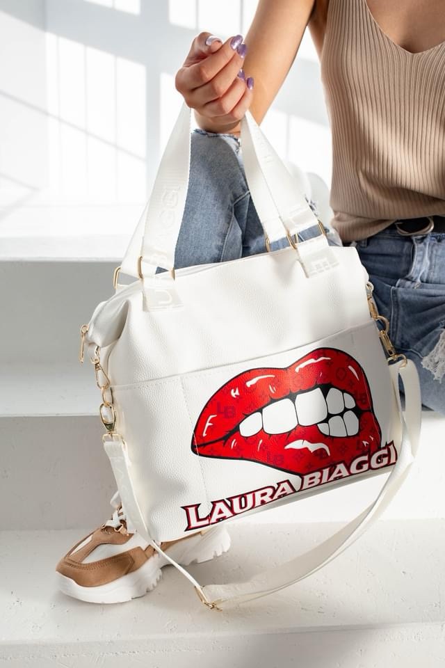 "TOREBKA SHOPPER LAURA BIAGGI Z USTAMI - BIAŁA ELEGANCJA W TWOIM STYLU"