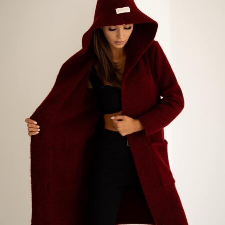 DAMSKI KARDIGAN OVERSIZE - BORDO STAY HERE