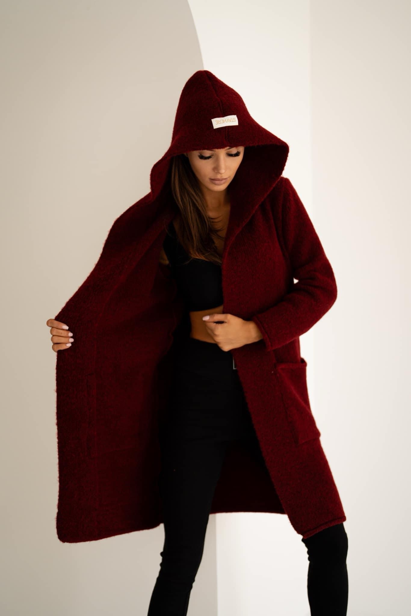 DAMSKI KARDIGAN OVERSIZE - BORDO STAY HERE
