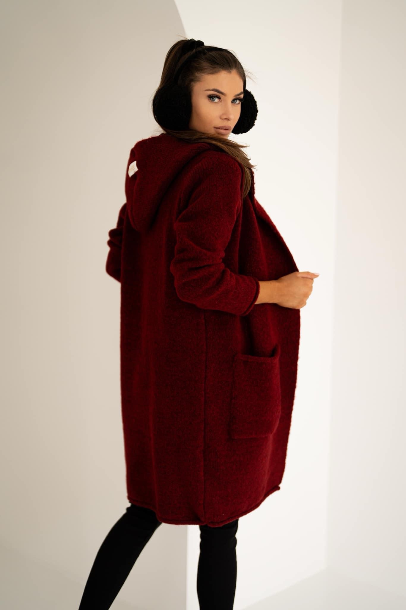 DAMSKI KARDIGAN OVERSIZE - BORDO STAY HERE - Image 2