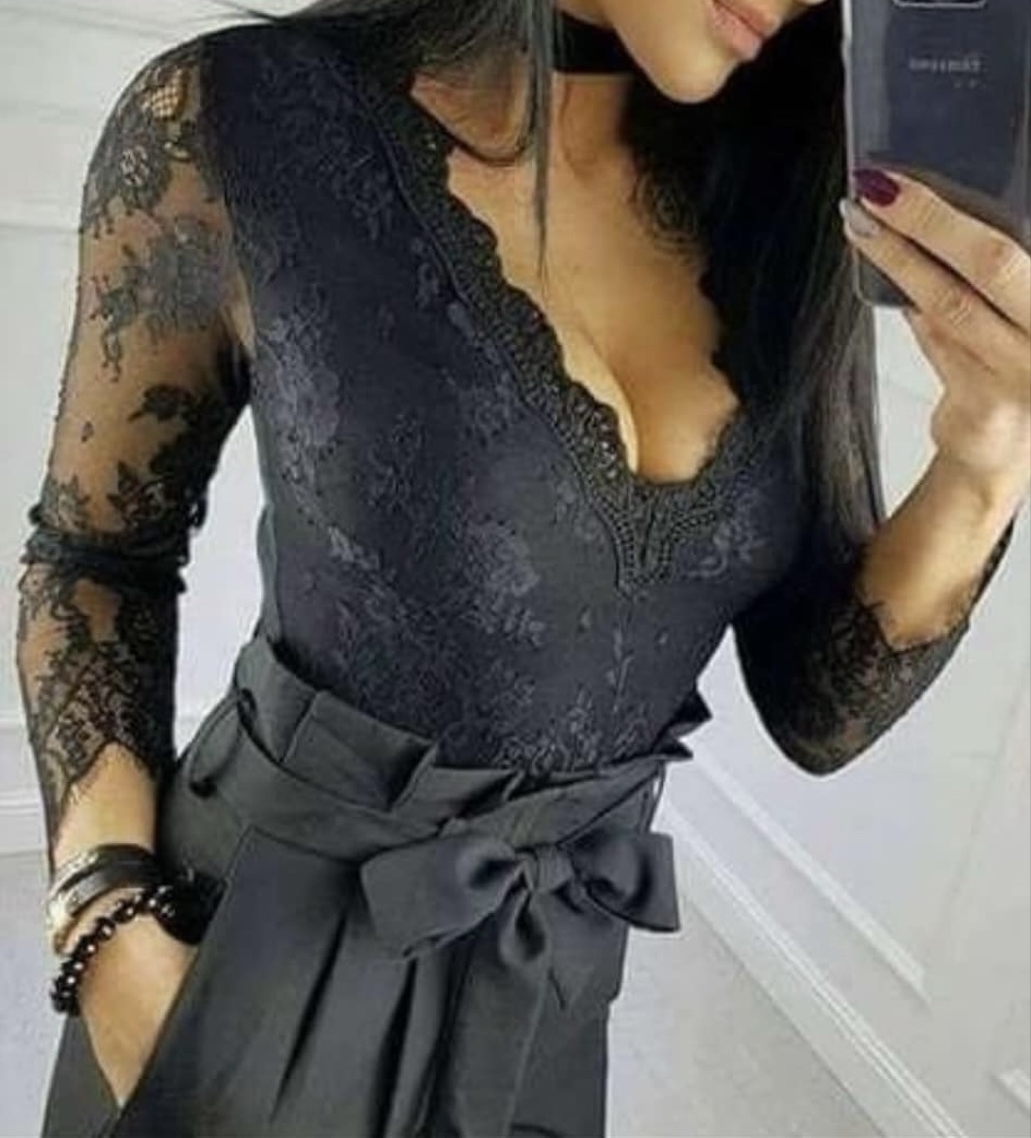 CZARNE KORONKOWE BODY AMY