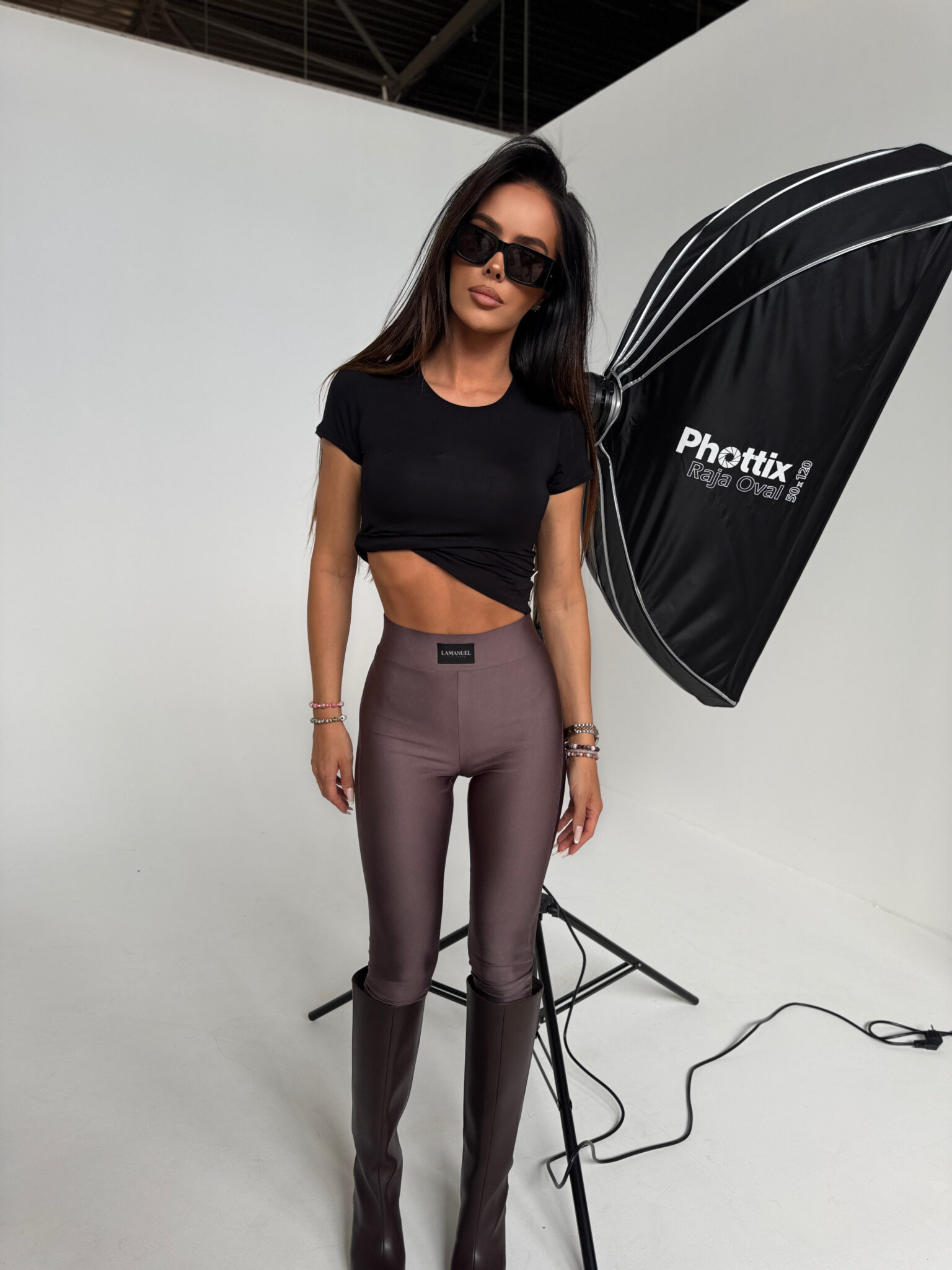 Legginsy FAMOUS czekolada