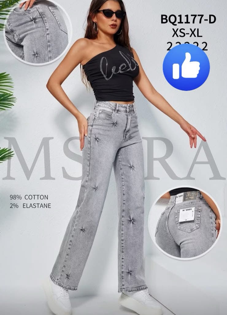 Stylowe szare Jeansy M.Sara - BQ1177