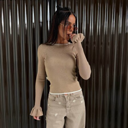 Top RUFFLE beż