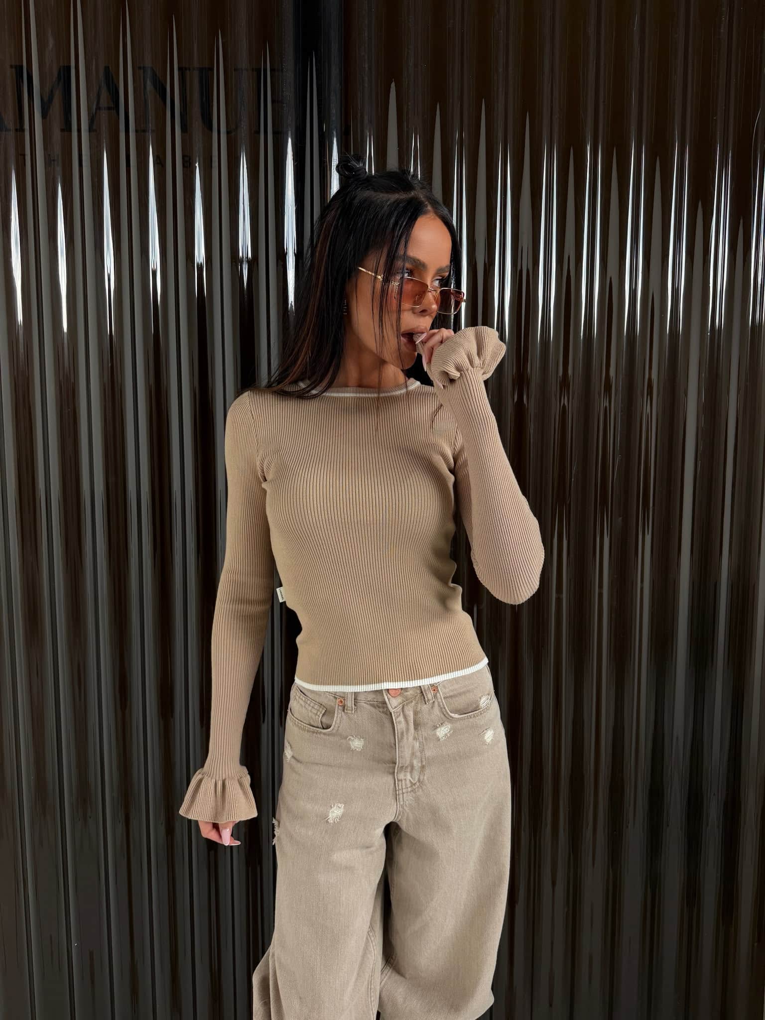 Top RUFFLE beż